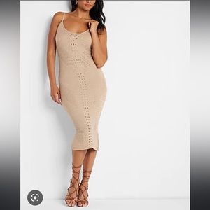 Express Crochet V-Neck Midi Dress